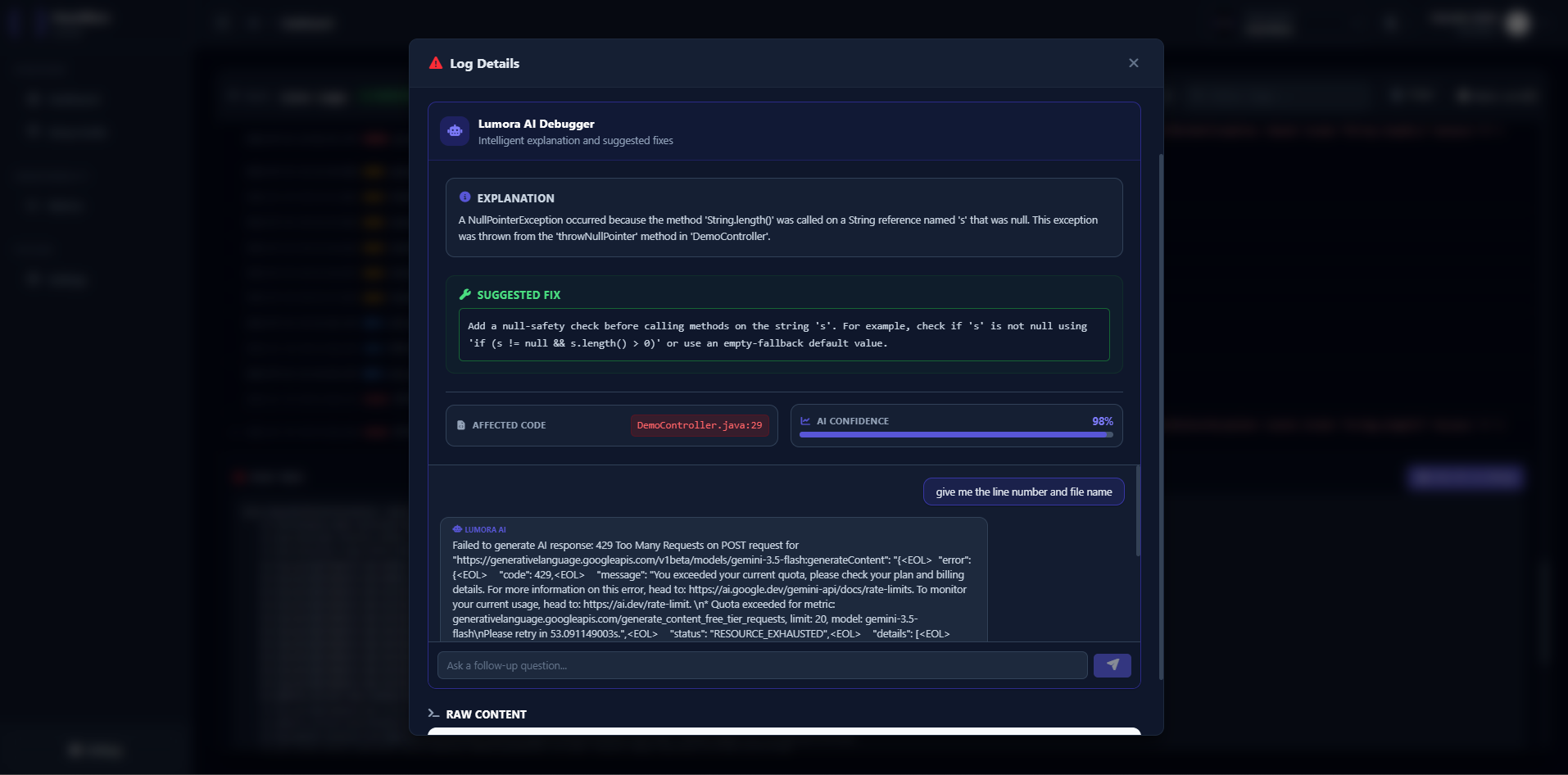 Lumora AI Chat Dark